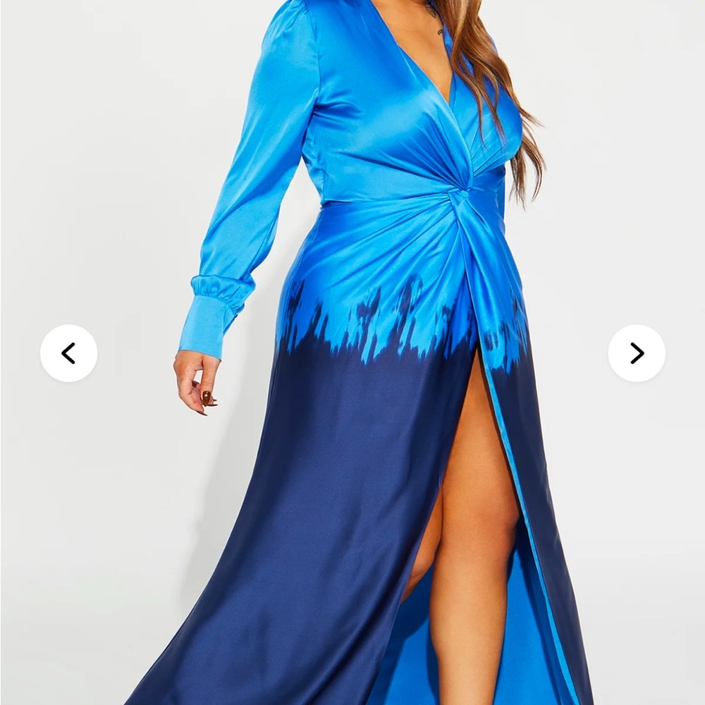 Fashion Nova Vibrant Blue Long Sleeve Dress